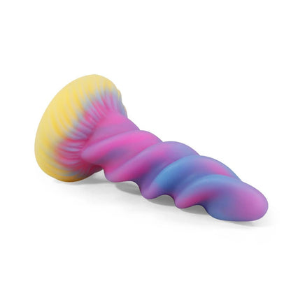 Close-up of material texture and finish on dark glowing toy for woman with suction cup fun play