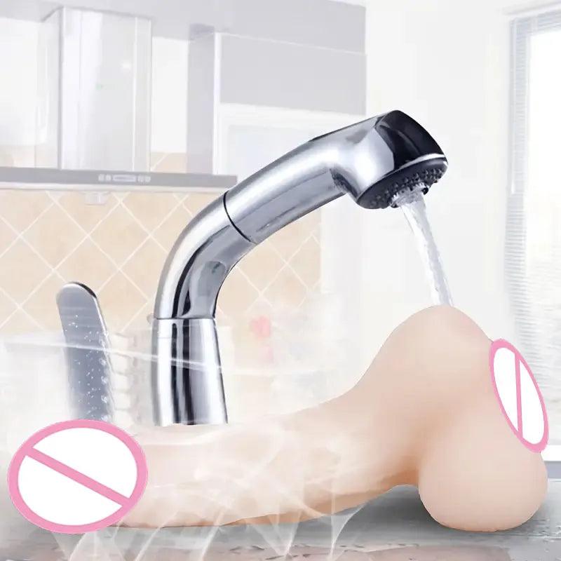 Close-up of material texture and finish on zuimao 2 in 1 gay toy with anus for ultimate pleasure