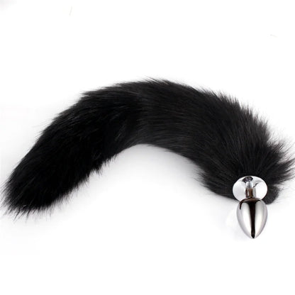 Fox tail plug in use as cosplay accessory (worn by model, clothed)