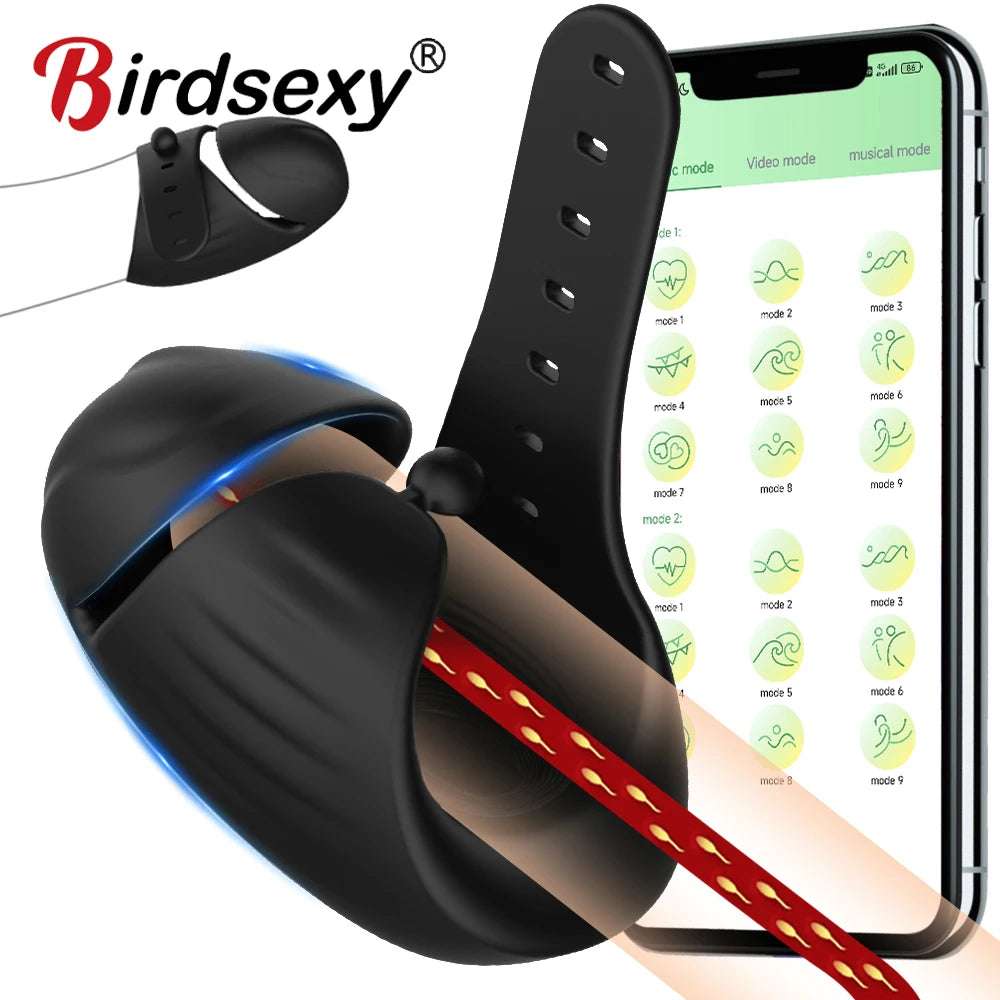 Male pleasureor Adjustable intimate Training Vibrator with APP Control Delay performanceion intimate ring Glans Trainer adult toys for Men