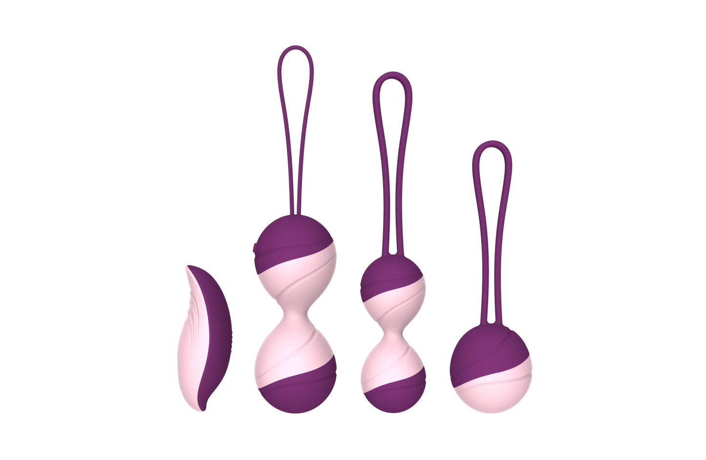 Kegel trainer showing attachment cord or retrieval string