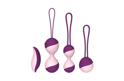 Kegel trainer showing attachment cord or retrieval string