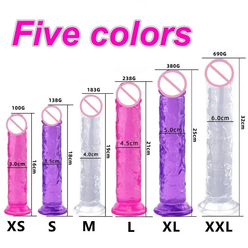 Front view of 5 colours small transparent suction cup jelly toy for fun on white background