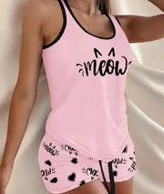 Heart-Print Lace Pyjama Set