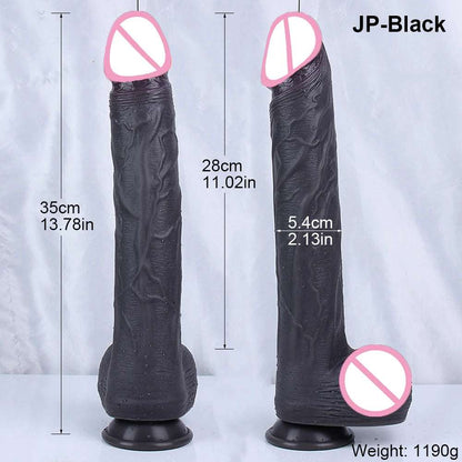 35CM Realistic Silicone Dildo Black Large intimate adult toy For Men Women With Thick Glans Real Dong Powerful Suction Cup Stiff Cock
