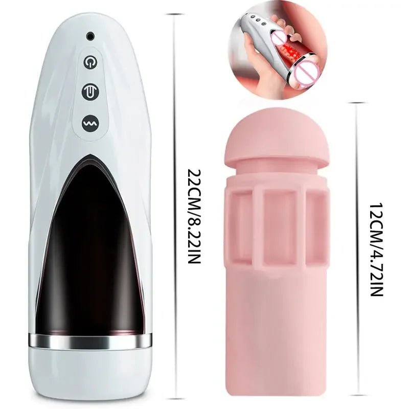Size comparison of genital artificial stimulation for men muschie toys device with scale reference