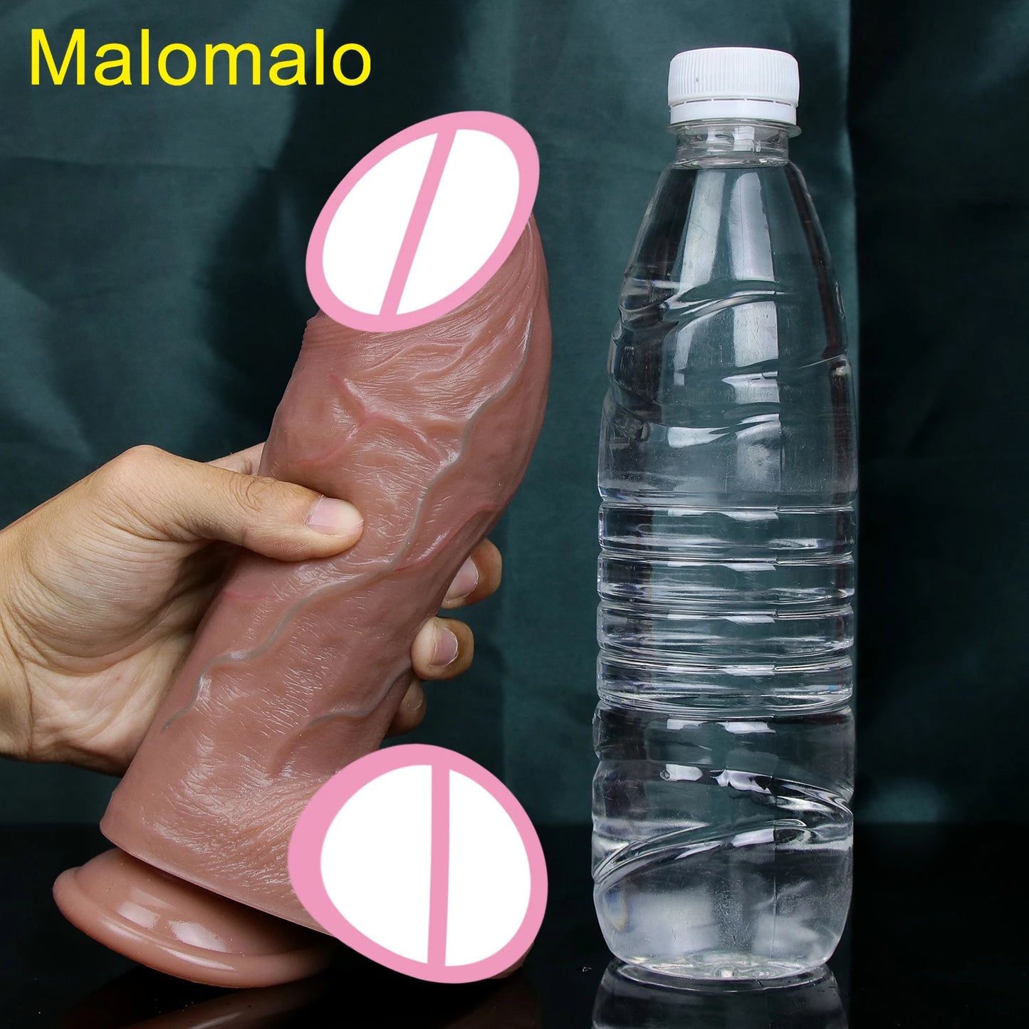Close-up of material texture and finish on realistic veins soft thick toy suction cup double silicone