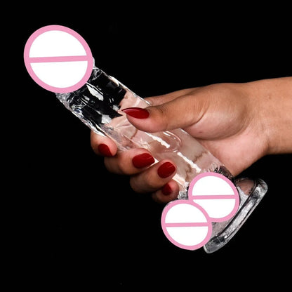 Front view of artificial toy for women with powerful suction cup delight on white background
