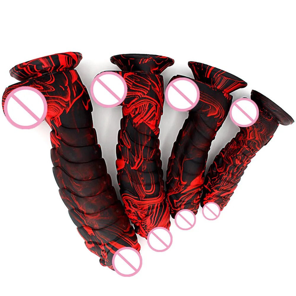 Size comparison of xxl huge realistic dragon scales with suction cup enjoyment with scale reference