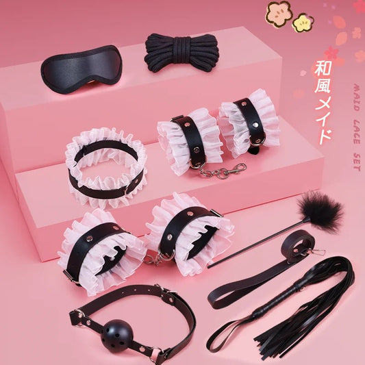 Sex Games Bondage Kits With Handcuffs Nipple Clamps Whip