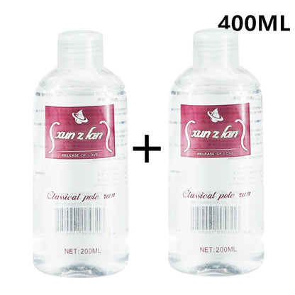 Lubricant shown next to compatible toy