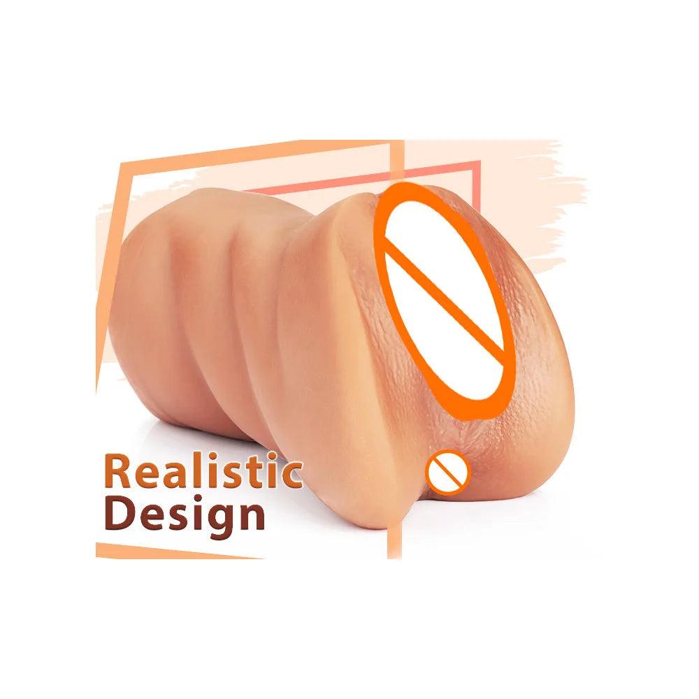 Size comparison of 3in1 realistic mouth & butt for ultimate male pleasure with scale reference