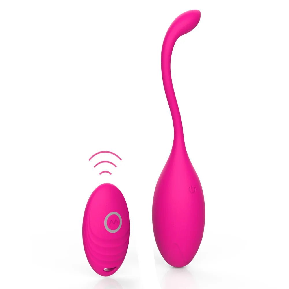 Kegel trainer showing attachment cord or retrieval string