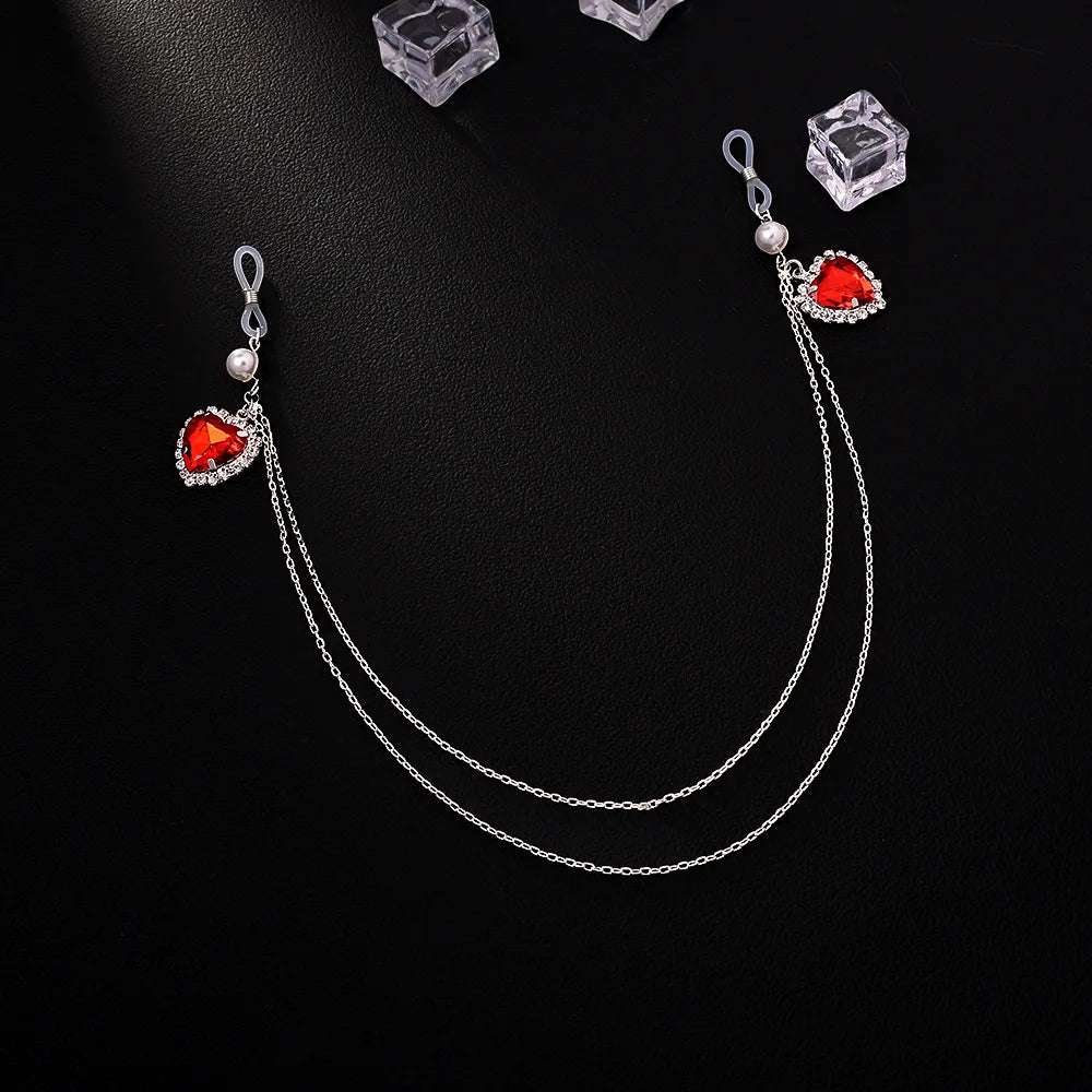 Stonefans Red Heart Nipples Chain Accessories Sexy Lingerie Rhinestone Fashion Body Chest Bra Bikini Jewelry 2025 Women Charms