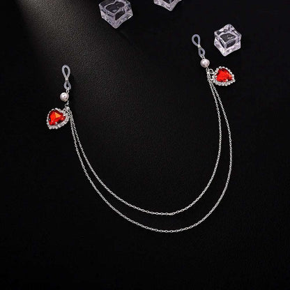 Stonefans Red Heart Nipples Chain Accessories Sexy Lingerie Rhinestone Fashion Body Chest Bra Bikini Jewelry 2025 Women Charms