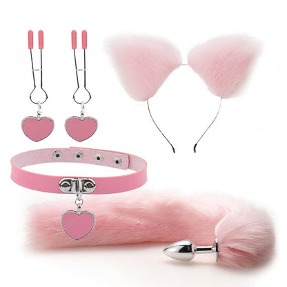 Full set display: plug, ears, collar and bells