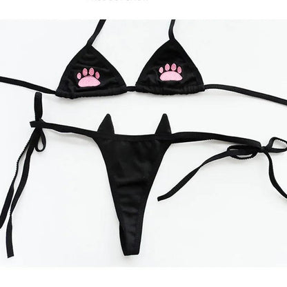 Lingerie set components laid flat