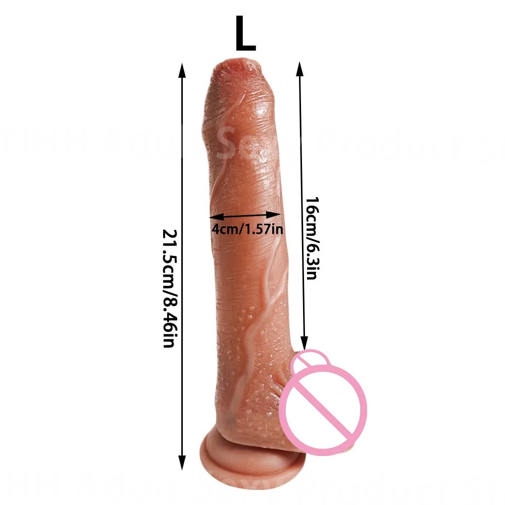 Measurement and dimensions of black realistic silicone sliding testicles foreskin g spot stimulate
