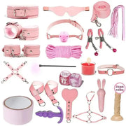 Complete BDSM Kit with Restraints, Gag, Rope & Nipple Clamps – colour options
