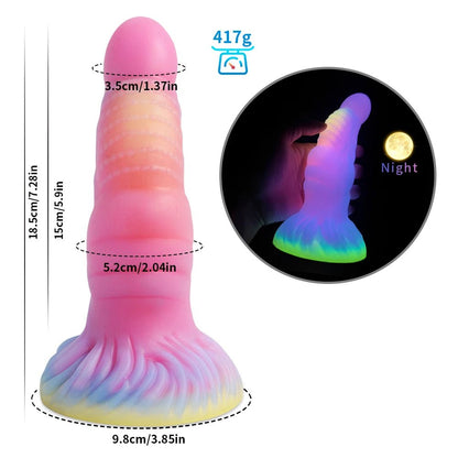 Front view of dark glowing toy for woman with suction cup fun play on white background