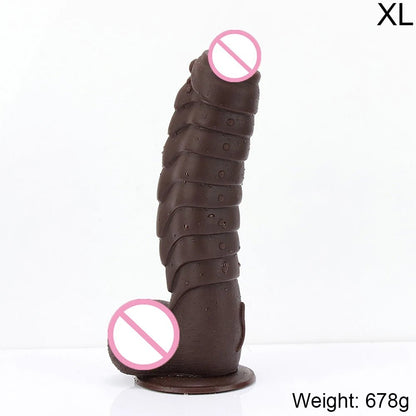 Multiple sizes of xxl huge realistic dragon scales with suction cup enjoyment displayed together