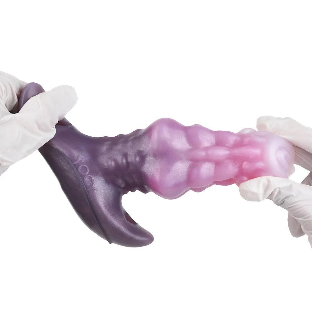 Close-up of material texture and finish on licker silicone monster toy for adventurous pleasure fun