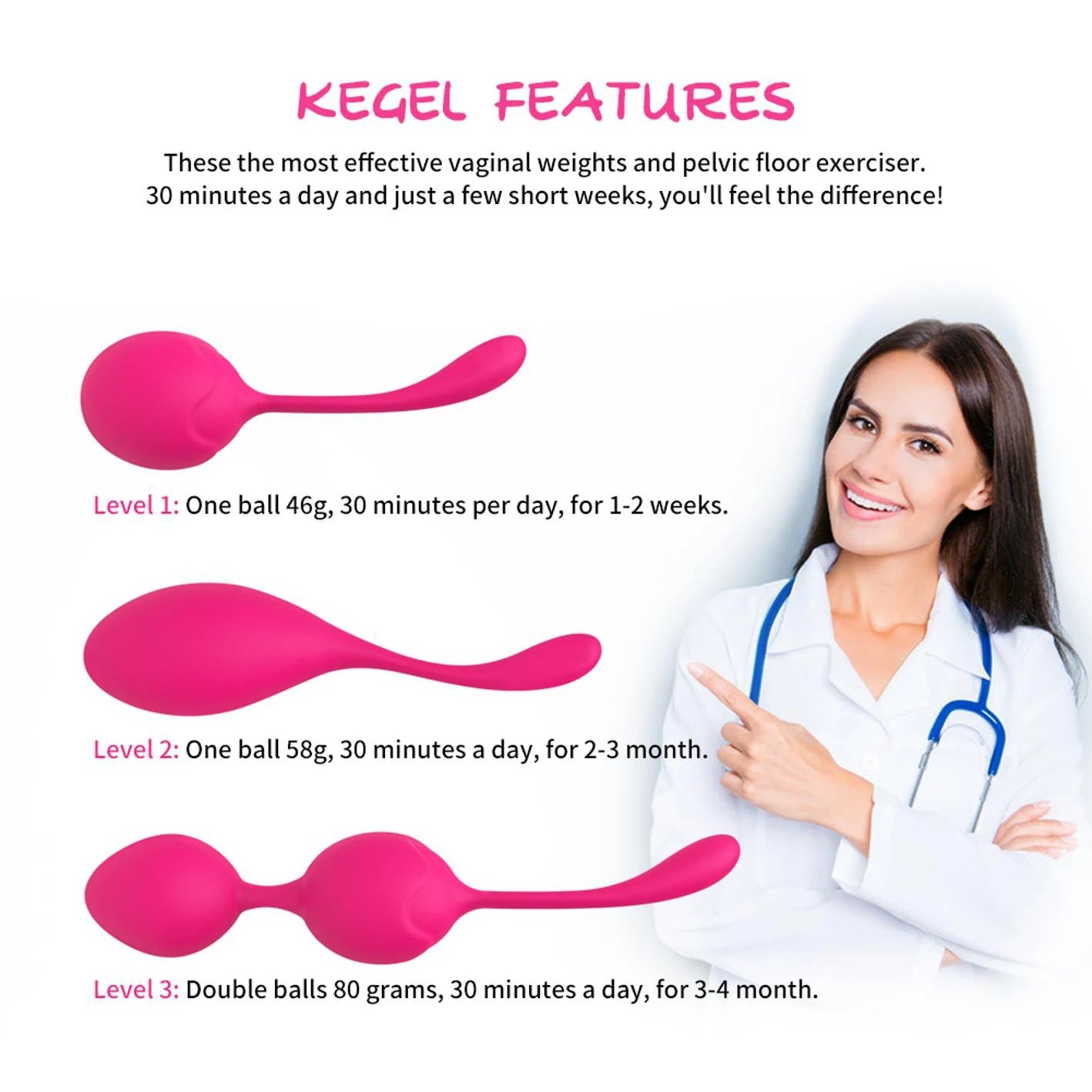 Size comparison of kegel exercise device