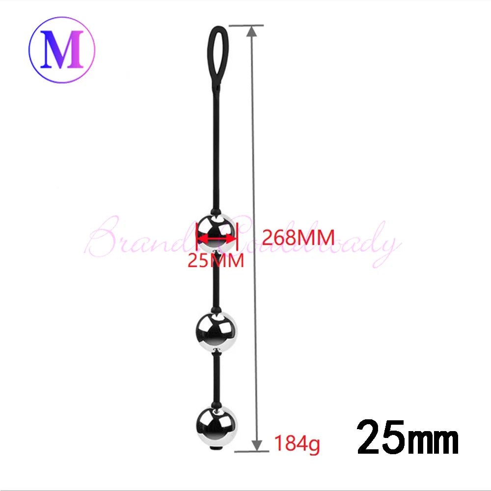Kegel trainer showing attachment cord or retrieval string