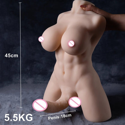 Upper body detail on adult companion figure