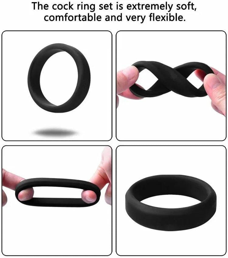 Set of rings displayed together in size order