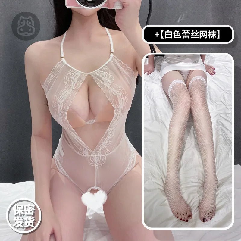 Lingerie worn by model   full outfit view