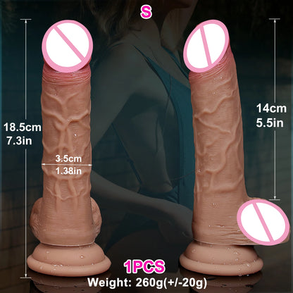 Multiple sizes of realistic veins soft thick toy suction cup double silicone displayed together