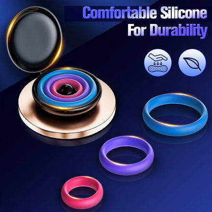 Set of rings displayed together in size order