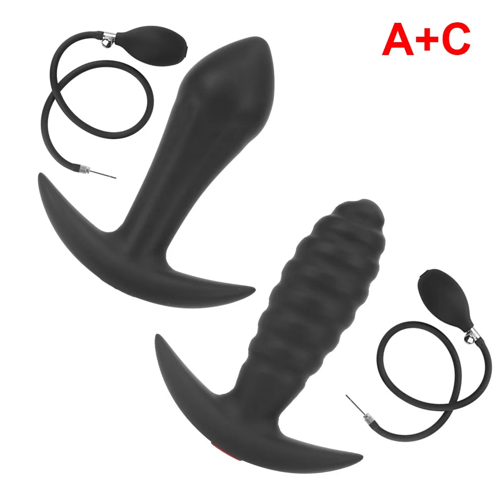 Overhead view of inflatable plug at various stages