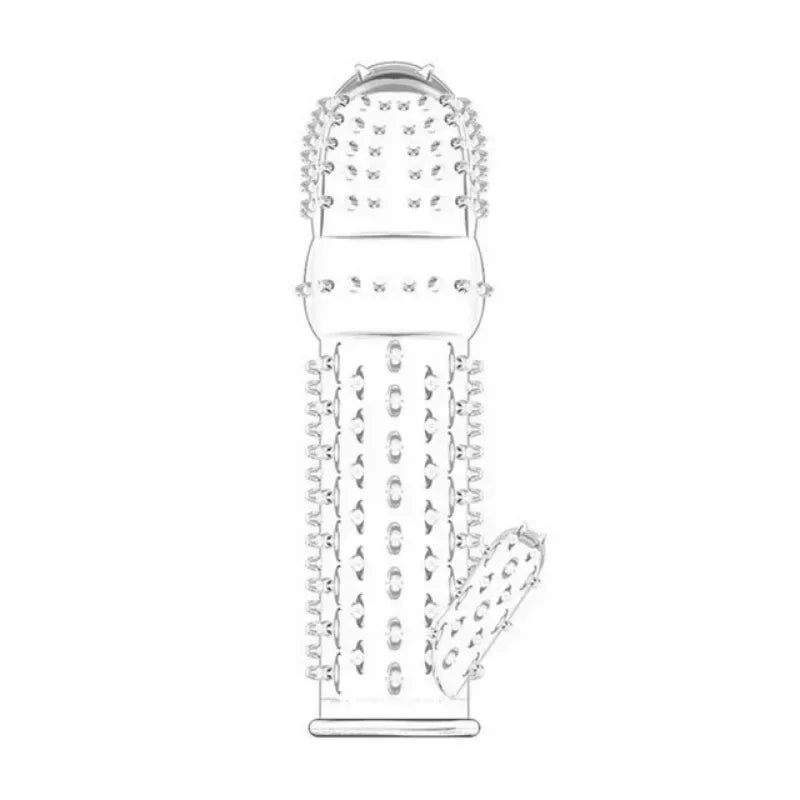 Size comparison of reusable male scrotum performanceion delay extension device with scale reference