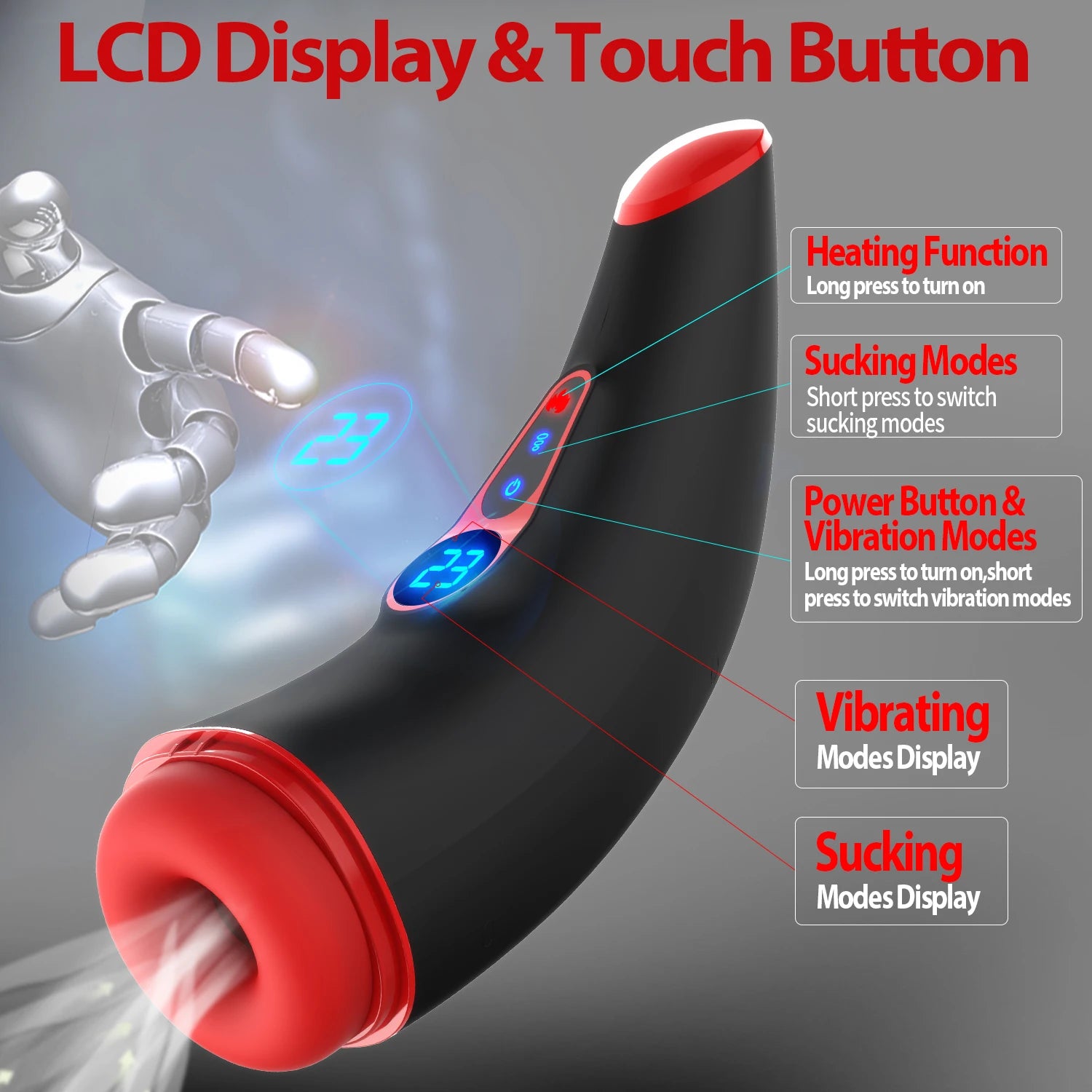 Size comparison of vibrator with scale reference