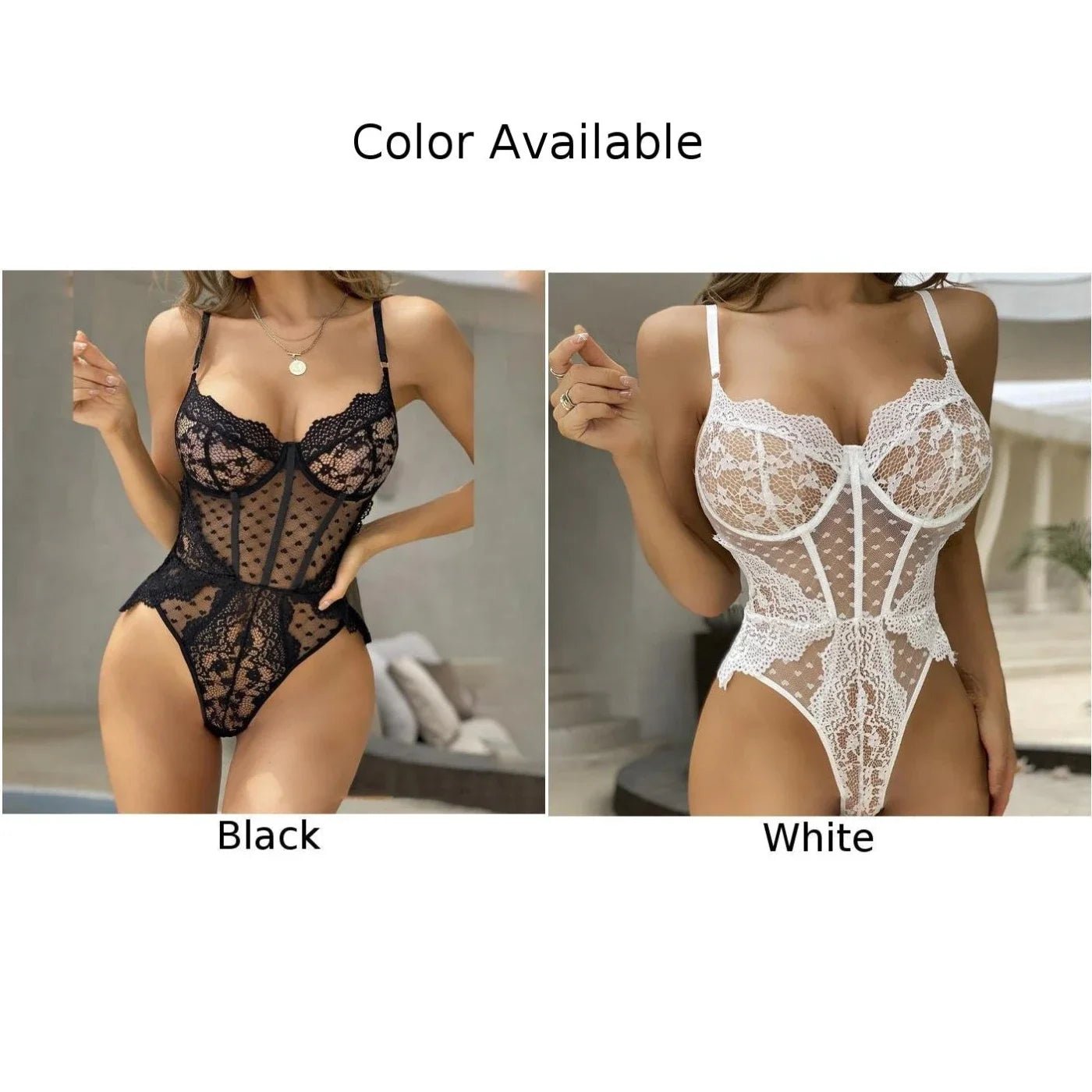 Lingerie set components laid flat