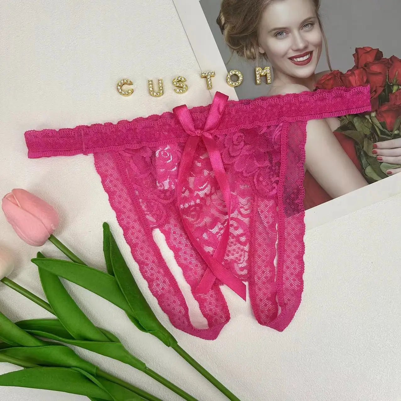 Lingerie worn by model   full outfit view