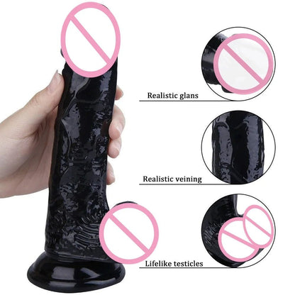 Size comparison of artificial toy for women with powerful suction cup delight with scale reference