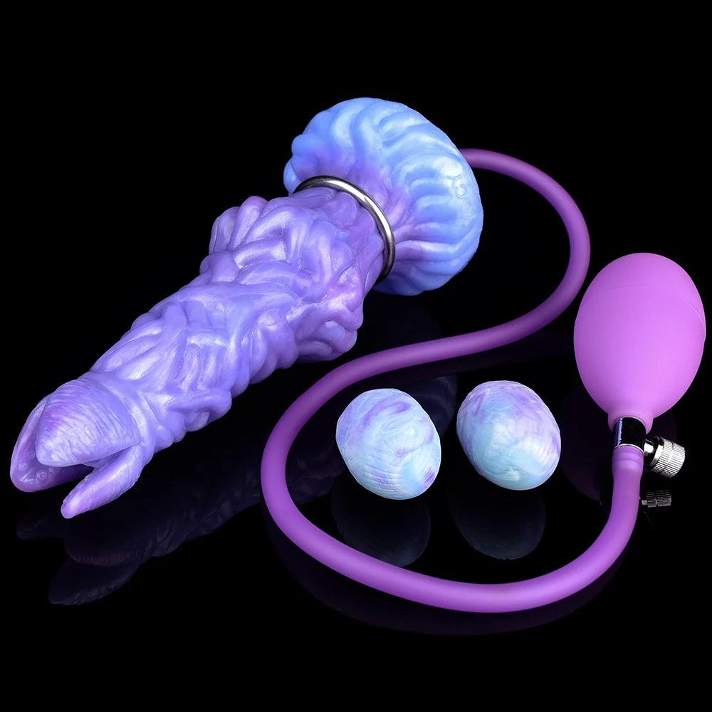 Close-up of material texture and finish on colmiss silicone pneumatic ovipositor for unique pleasure experience