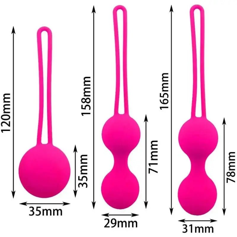 Kegel trainer showing attachment cord or retrieval string