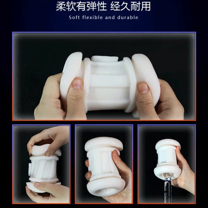 Size comparison of manual style male real toys men's cup sucking life-like with scale reference