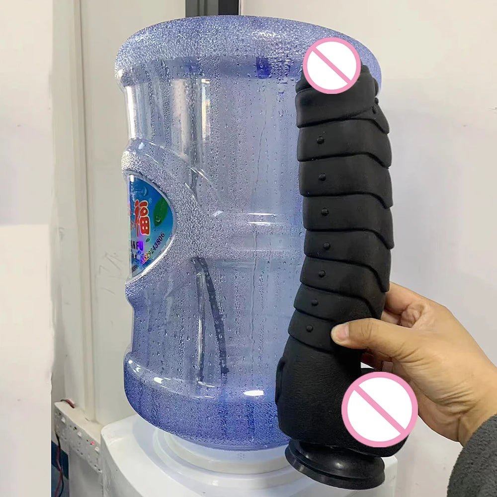 Rear or angled view of xxl huge realistic dragon scales with suction cup enjoyment
