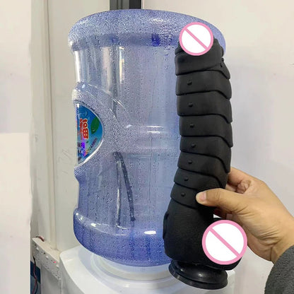 Rear or angled view of xxl huge realistic dragon scales with suction cup enjoyment