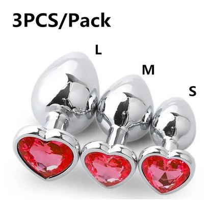 Crystal Metal Butt Plug – Heart Shape Anal Plug in 3 Sizes