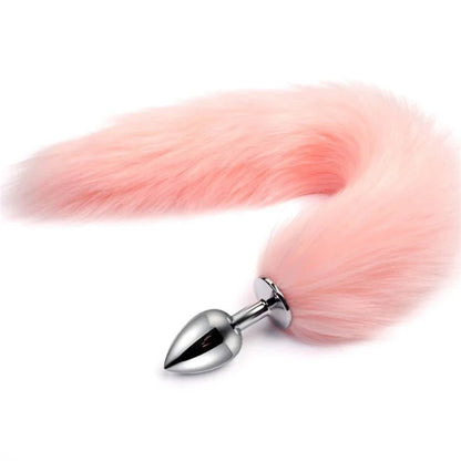 Size range display of all 5 fox tail plug sizes