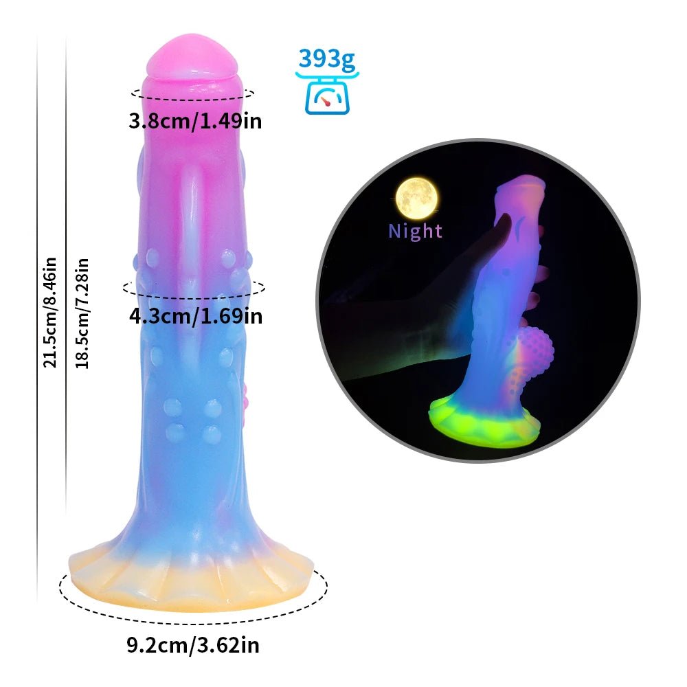 Colour and variant options available for dark glowing toy for woman with suction cup fun play
