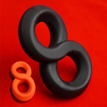 Front view of tugger balls stretcher dual support device for pleasure on white background
