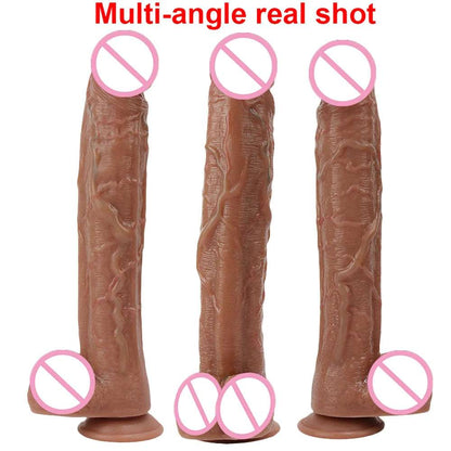 35CM Realistic Silicone Dildo Black Large intimate adult toy For Men Women With Thick Glans Real Dong Powerful Suction Cup Stiff Cock
