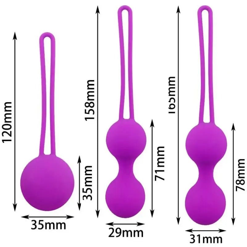 Multiple kegel ball sizes displayed together